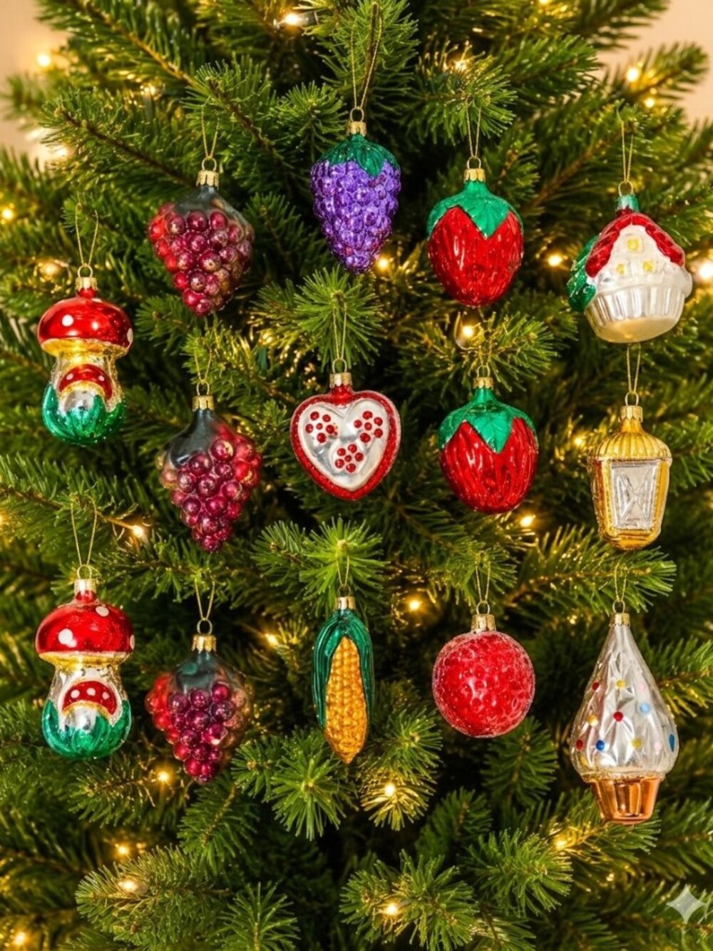 Vintage Mercury Glass Christmas Ornaments Set of 14